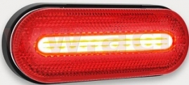PV Obrysové svetlo LED oválne červené (126x51mm) s odrazkou, s držiakom v zadnej časti