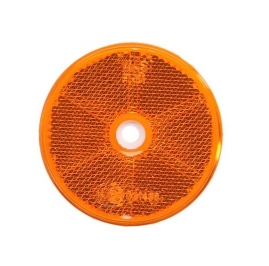 PV Odrazka okrúhla s otvorom na uchytenie, oranžová (priemer 60mm) 