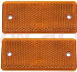 PV Univerzálna odrazka obdĺžnik s dvoma otvormi na uchytenie, oranžová (90x40mm) 2ks