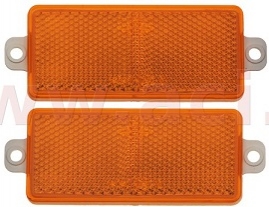 PV Univerzálna odrazka obdĺžnik s dvoma otvormi na uchytenie, oranžová (90x40) 2 ks
