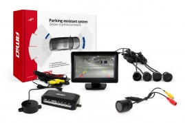 Parkovací asistent TFT01 4,3” s kamerou HD-301 IR , 4-senzorové, čierne