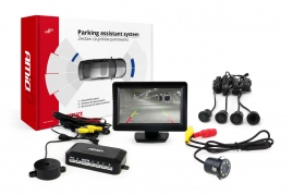 Parkovací asistent TFT01 4,3” s kamerou CAM-308 LED, 4 senzorové čierne GOLD 18mm