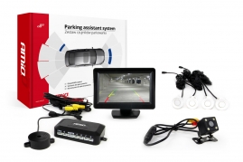 Parkovací asistent TFT01 4,3` s kamerou CAM-315 LED, 4-senzorové biele