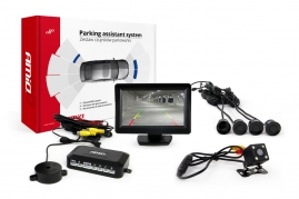 Parkovací asistent TFT01 4,3` s kamerou CAM-315 LED, 4-senzorové čierne