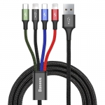 Baseus USB Kábel 4v1 čierny, 1xUSB-C, 2x Lightning, ...