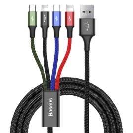 Baseus USB Kábel 4v1 čierny, 1xUSB-C, 2x Lightning, 1xmicro 3,5A 1.2m