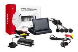 Parkovací asistent TFT02 4,3” s kamerou HD-305-LED, 4-senzorové, čierne