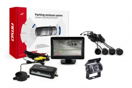 Parkovací asistent TFT01 4,3” s kamerou HD-501-IR 4-senzorové, čierne
