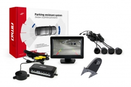 Parkovací asistent TFT01 4,3” s kamerou HD-502-IR 4-senzorové, čierne