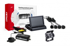 Parkovací asistent TFT02 4,3” s kamerou HD-501-IR 4-senzorové, čierne