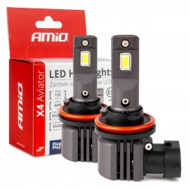 LED žiarovky X4-series AVIATOR H8/H9/H11 6500K max 44W AMIO-03765